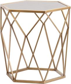 img 2 attached to SEI Furniture Joelle Geometric Accent Table in Soft Gold with Antique Mirror