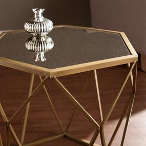 img 3 attached to SEI Furniture Joelle Geometric Accent Table in Soft Gold with Antique Mirror