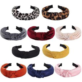 img 4 attached to 🎀 10-Piece Women's Wide Knotted Headbands Set - Fashionable Turban Style Hair Hoops, Perfect Hair Accessories for Women and Girls