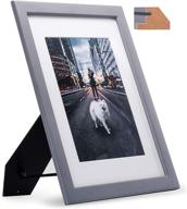 🖼️ modern design gray wood picture frame with stand – fits 6x8 photo with mat or 8.5 x 11 document, artwork, prints – glass panel, suitable for certificate or diploma логотип