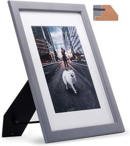 img 4 attached to 🖼️ Modern Design Gray Wood Picture Frame with Stand – Fits 6x8 Photo with Mat or 8.5 x 11 Document, Artwork, Prints – Glass Panel, Suitable for Certificate or Diploma