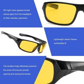 img 2 attached to Night Driving Glasses: HD Yellow Lens Safety Sunglasses for Men and Women - Anti Glare UV 400 Protection