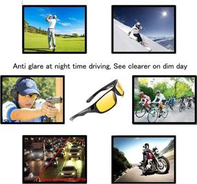 img 1 attached to Night Driving Glasses: HD Yellow Lens Safety Sunglasses for Men and Women - Anti Glare UV 400 Protection