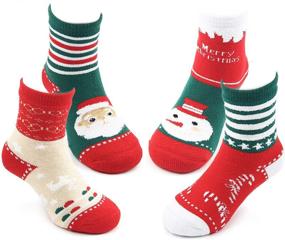 img 4 attached to Носки на Рождество для мальчиков и девочек - Теплые хлопковые детские носки на зиму (комплект из 3 пар)
