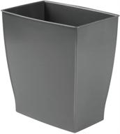 🗑️ mdesign rectangular trash can wastebasket: compact garbage bin for bathrooms, kitchens, and offices - shatter-resistant plastic, slate gray logo