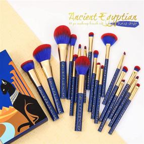 img 3 attached to Docolor Ancient Egyptian Bastet Cat Makeup Brush Set - 19PCs Premium Synthetic Kabuki Brushes for Foundation Blending, Face Powder, Blush, Concealers, Eyeshadow, and Fan Applications - Makeup Brushes Set from the Egyptian Series