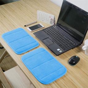 img 1 attached to Portable Computer Elbow Wrist Pad Set - AUHOKY 2 Sets Ergonomic Keyboard Wrist Rest Elbow Support Mat for Office Desktop Working and Gaming - Memory Foam Relief for Elbow Pain (7.9″×11.8″, Blue)