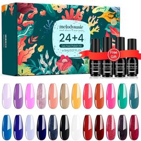img 4 attached to 🎁 Melodysusie 24 Pcs Gel Nail Polish Kit: Wild Riotous Set with Soak Off Purple Red Green Colors, Base, Glossy & Matte Top Coat - Ideal Gift for Her, Perfect for Manicure Starters