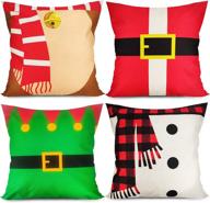 christmas pillows 18x18 covers set of 4 - holiday cartoon pillow covers for xmas sofa, couch, bedroom, outdoors logo