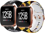 batiny браслет совместим с fitbit versa / versa 2 / lite / se для женщин и мужчин, силиконовый браслет с цветочным принтом, не выцветающая замена ремешка (darkflower&amp) логотип