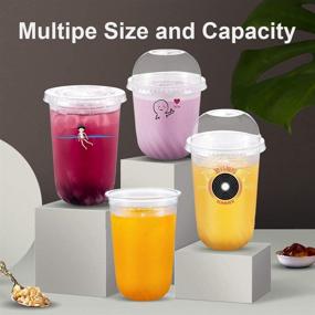 img 2 attached to 🥤 50 Sets of 17 OZ Clear Disposable Cups with Flat Lids - Polypropylene (PP) Party Cups for Ice Coffee, Yogurts, Desserts - Plastic Cups