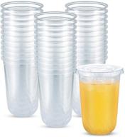 🥤 50 sets of 17 oz clear disposable cups with flat lids - polypropylene (pp) party cups for ice coffee, yogurts, desserts - plastic cups logo