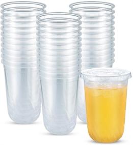 img 4 attached to 🥤 50 Sets of 17 OZ Clear Disposable Cups with Flat Lids - Polypropylene (PP) Party Cups for Ice Coffee, Yogurts, Desserts - Plastic Cups