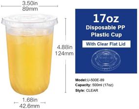 img 3 attached to 🥤 50 Sets of 17 OZ Clear Disposable Cups with Flat Lids - Polypropylene (PP) Party Cups for Ice Coffee, Yogurts, Desserts - Plastic Cups