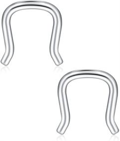 img 2 attached to 📿 SCERRING 316L Surgical Steel U-Shaped Nose Ring Septum Piercing Hanger Retainer - Various Gauges: 16g, 14g, 12g - Available in a Set of 10-12PCS