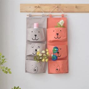 img 1 attached to ZOOPOLR Cute Bear Wall Mounted Storage Bag | Over-The-Door Storage Pockets Organizer (OrangeRed)