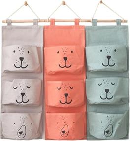 img 3 attached to ZOOPOLR Cute Bear Wall Mounted Storage Bag | Over-The-Door Storage Pockets Organizer (OrangeRed)