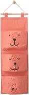 zoopolr cute bear wall mounted storage bag | over-the-door storage pockets organizer (orangered) logo