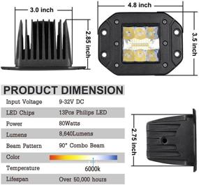 img 3 attached to 🚚 Auto Power Plus Flush Mount LED Pods: 2pcs 80W Super Bright Waterproof Spot Flood Driving Lights for Trucks, Boats, UTVs & ATVs – Ultimate Off-Road Fog Lights