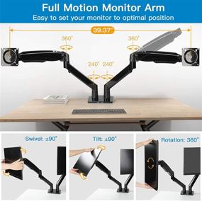 img 2 attached to Двойная подставка для мониторов HUANUO - настольное крепление с газовой пружиной, регулируемой по высоте для 2 экранов от 22 до 35 дюймов - VESA-кронштейн, зажим и основание для проходного отверстия - выдерживает до 26.4 фунтов на каждую руку.