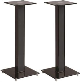 img 4 attached to Enhance Your Audio Setup with Monoprice Elements Speaker Stand - 28 Inch (Pair) - Cable Management, Strong Tempered Glass Base - Floor Spikes - Black (139494)