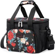 🌸 kaome floral insulated lunch bag for women/men - 15l (24-can) large cooler bag, 100% leakproof lunch box for office, work, school, picnic, beach with adjustable shoulder strap logo