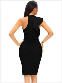 img 1 attached to Eastylish One Shoulder Ruffle Sleeve Midi Dress for Women - Bodycon Party Dress