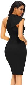 img 2 attached to Eastylish One Shoulder Ruffle Sleeve Midi Dress for Women - Bodycon Party Dress