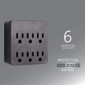 img 3 attached to ⚡️ GE Pro 6-Outlet Extender Surge Protector Black, Wall Tap Adapter with Charging Station, Automatic Shutdown, 3-Prong, 1020 Joules, UL Listed (Model: 54821)