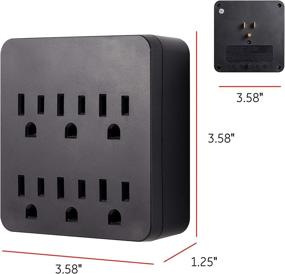 img 1 attached to ⚡️ GE Pro 6-Outlet Extender Surge Protector Black, Wall Tap Adapter with Charging Station, Automatic Shutdown, 3-Prong, 1020 Joules, UL Listed (Model: 54821)