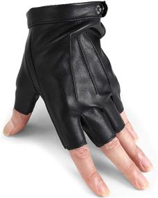 img 4 attached to Fingerless 🧤 Breathable Leather Driving Gloves