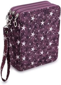 img 4 attached to 🖍️ BTSKY Zippered Canvas Pencil Case with 72 Slots - Handy Pencil Holders featuring Prismacolor Watercolor Pencils, Crayola Colored Pencils, Marco Pencils in Purple Stars Pattern