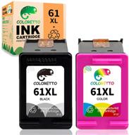 🖨️ coloretto remanufactured ink cartridge set for hp 61xl - compatible with envy 4500, 5530, 5535, deskjet 1510, 1512, 3050, 3050a, officejet 2620, 4630 (1 black+1 color) logo