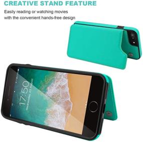 img 1 attached to OT ONETOP Green Wallet Case for iPhone 7 Plus & 8 Plus - Premium PU Leather Kickstand, Card Slots, Magnetic Clasp, Shockproof Cover