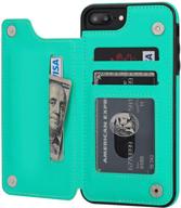 ot onetop green wallet case for iphone 7 plus & 8 plus - premium pu leather kickstand, card slots, magnetic clasp, shockproof cover logo