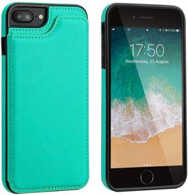 img 3 attached to OT ONETOP Green Wallet Case for iPhone 7 Plus & 8 Plus - Premium PU Leather Kickstand, Card Slots, Magnetic Clasp, Shockproof Cover