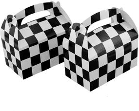 img 3 attached to 🏎️ Adorox Set of 24 Checkered Racing Treat Boxes for Race Car Theme Parties, Ideal Party Favors