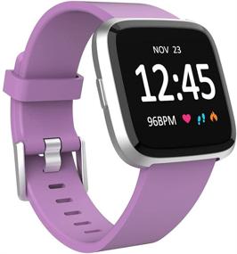 img 4 attached to 🌸 Мягкие силиконовые спортивные браслеты для Fitbit Versa 2 - Лаванда, маленький размер