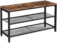 vasagle shoe bench: industrial rustic shoe rack with 2 mesh shelves for entryway hall - metal shoe storage organizer in rustic brown and black ulbs74x logo