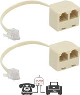 📞 optimize your seo: uvital two way telephone splitters - male to 2 female converter cable rj11 6p4c telephone wall adaptor and separator for landline (yellow, 2 pack) logo