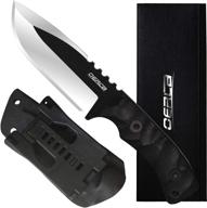 🔪 oerla tac de-0014 camping and outdoor fixed blade knife - 420hc stonewashed stainless steel field knife with g10 handle, waist clip, edc kydex sheath (black) логотип