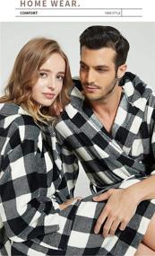 img 2 attached to 🌙 Ultra-Soft MOONSIROLI Flannel Classic Bathrobe in Chic BlackWhite Design: An Ideal Luxury Experience!