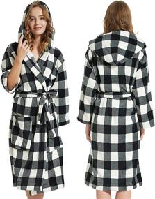 img 1 attached to 🌙 Ultra-Soft MOONSIROLI Flannel Classic Bathrobe in Chic BlackWhite Design: An Ideal Luxury Experience!