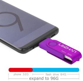 img 1 attached to 📱 Leizhan 64 ГБ USB C флеш-накопитель USB 3.0 для телефона для Samsung Galaxy S10, S9, S8, S8 Plus, Note 9, Google Pixel XL - фиолетовый