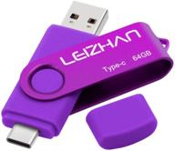 📱 leizhan 64 гб usb c флеш-накопитель usb 3.0 для телефона для samsung galaxy s10, s9, s8, s8 plus, note 9, google pixel xl - фиолетовый логотип