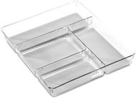 📦 clear gadget tray - light grey, 4-compartments, 16" x 13", multi-purpose drawer organizer with soft-grip lining, non-slip rubber feet, bpa-free | madesmart logo