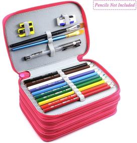 img 3 attached to 🎨 YOUSHARES 72-Slot Pencil Case - Spacious Oxford Multi-Layer Zipper Pencil Bag for Color Pen, Colored Pencils, Watercolor Pens, Makeup Brushes, Cosmetic Brushes, Gel Pens, and More (Deep Pink)