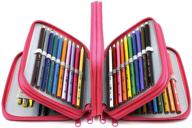 🎨 youshares 72-slot pencil case - spacious oxford multi-layer zipper pencil bag for color pen, colored pencils, watercolor pens, makeup brushes, cosmetic brushes, gel pens, and more (deep pink) logo