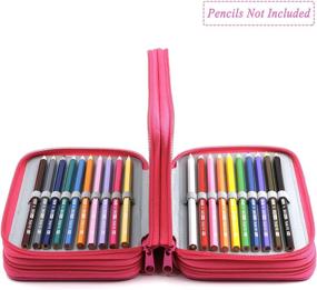 img 2 attached to 🎨 YOUSHARES 72-Slot Pencil Case - Spacious Oxford Multi-Layer Zipper Pencil Bag for Color Pen, Colored Pencils, Watercolor Pens, Makeup Brushes, Cosmetic Brushes, Gel Pens, and More (Deep Pink)