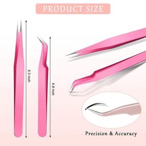 img 2 attached to Colorful Eyelash Extension Tweezers Kit - 6 Pieces | Straight & Curved Stainless Steel Nippers for False Lash Application | Volume Lash Tools